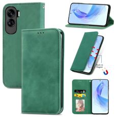 Custodia per telefono in pelle magnetica con chiusura a scatto per Honor 90 Lite Retro Skin Feel (verde)
