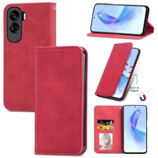 Per Honor 90 Lite Custodia per telefono in pelle con vibrazione magnetica retrò Skin Feel (rossa)