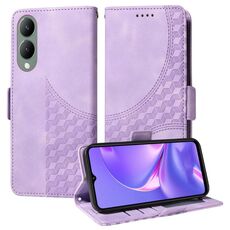Custodia per telefono in pelle stellata con rombo goffrato per vivo Y17s / Y36i 5G (viola)