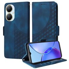 Custodia per telefono in pelle stellata con rombo goffrato per vivo Y35M+ / Y35+ / Y27 4G (blu)