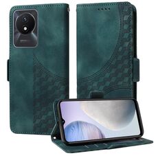 Custodia per telefono in pelle stellata con rombo in rilievo per vivo Y11 2023 / Y02 4G (verde)