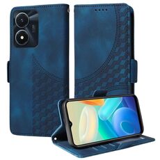 Custodia per telefono in pelle stellata con rombo in rilievo globale per vivo Y02s / Y56 5G (blu)