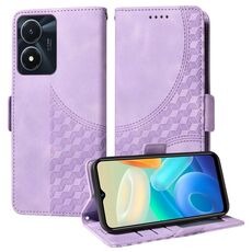 Custodia per telefono in pelle stellata con rombo in rilievo globale per vivo Y02s / Y56 5G (viola)