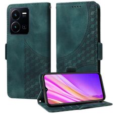 Custodia per telefono in pelle stellata con rombo goffrato per vivo Y35 4G / Y22s / Y22 (verde)
