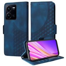 Custodia per telefono in pelle stellata con rombo goffrato per vivo Y35 4G / Y22s / Y22 (blu)