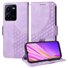 Custodia per telefono in pelle stellata con rombo goffrato per vivo Y35 4G / Y22s / Y22 (viola)