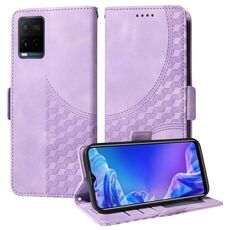 Custodia per telefono in pelle stellata con rombo in rilievo per vivo Y21 2021 / Y21s (viola)