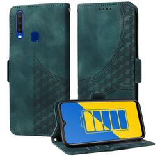 Custodia per telefono in pelle stellata con rombo goffrato per vivo Y17 / Y15 / Y12 (verde)