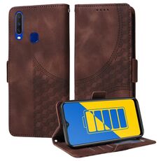 Custodia per telefono in pelle stellata con rombo goffrato per vivo Y17 / Y15 / Y12 (marrone)