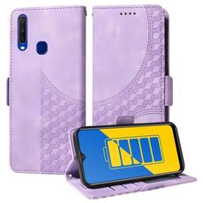 Custodia per telefono in pelle stellata con rombo goffrato per vivo Y17 / Y15 / Y12 (viola)