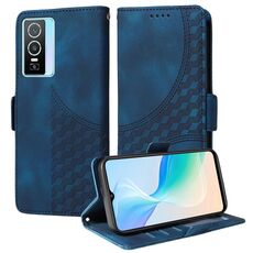 Custodia per telefono in pelle stellata con rombo goffrato per vivo Y76 5G / Y76s (blu)