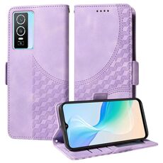 Custodia per telefono in pelle stellata con rombo goffrato per vivo Y76 5G / Y76s (viola)