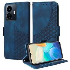 Per vivo Y77 5G / iQOO Z6 Lite Custodia per telefono in pelle con motivo a rombi e stelle in rilievo globale (blu)