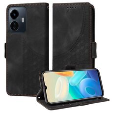 Per vivo Y77 5G / iQOO Z6 Lite Custodia per telefono in pelle con motivo a rombi e stelle in rilievo globale (nero)