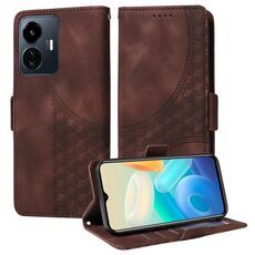 Per vivo Y77 5G / iQOO Z6 Lite Custodia per telefono in pelle con motivo a rombi e stelle in rilievo globale (marrone)