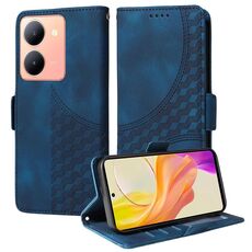 Custodia per telefono in pelle stellata con rombo in rilievo globale per vivo Y36 4G / 5G (blu)