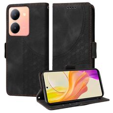 Custodia per cellulare in pelle stellata con rombo in rilievo globale per vivo Y36 4G / 5G (nera)