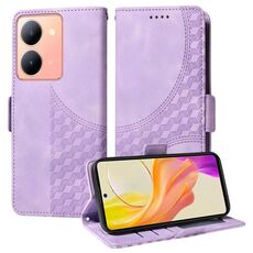 Custodia per telefono in pelle stellata con rombo in rilievo globale per vivo Y36 4G / 5G (viola)