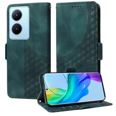 Custodia per telefono in pelle stellata con rombo goffrato per vivo Y78 5G Global / V29 Lite (verde)