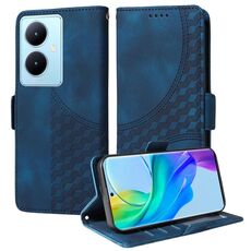 Per vivo Y78 5G Global / V29 Lite Custodia in pelle con motivo a rombi in rilievo e stelle (blu)