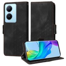Custodia per telefono in pelle stellata con rombo in rilievo per vivo Y78 5G Global / V29 Lite (nera)