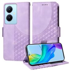 Custodia per telefono in pelle stellata con rombo goffrato per vivo Y78 5G Global / V29 Lite (viola)
