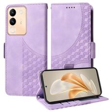 Custodia per telefono in pelle stellata con rombo in rilievo globale per vivo Y200 / V29E (viola)