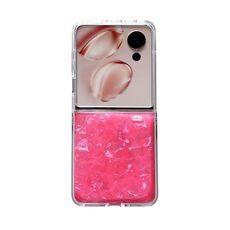 Custodia per telefono con texture a conchiglia perlata per Honor Magic V Flip (rossa)