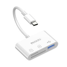 Yesido GS16 Adattatore OTG da USB-C/Tipo-C a USB 3.0/TF/SD (Bianco)