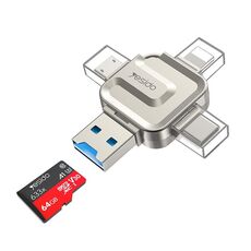 Yesido GS23 USB 3.0 a USB-C / Tipo-C + Micro USB + Adattatore OTG 4 in 1 a 8 pin (Oro)