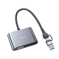Adattatore schermo diviso HDTV Yesido HM15 USB-C / Type-C + USB 2.0 (grigio)