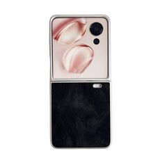 Custodia in pelle con effetto pelle effetto vernice metallizzata per Honor Magic V Flip (nera)