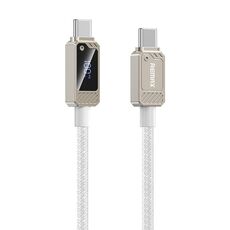 REMAX RC-C069 Cavo di ricarica rapido intrecciato con display digitale da tipo C a tipo C da 1,2 m 100 W (bianco)