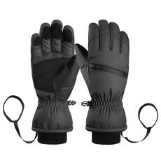 Guanti da sci imbottiti invernali Guanti sportivi caldi antivento da esterno, taglia: S (nero)
