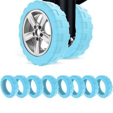 8 pezzi/set copertura protettiva in silicone per ruote per bagagli copertura per sedia girevole per riduzione del rumore, dimensioni: ruote grandi da 5-7 cm (blu luminoso di 4 generazione)