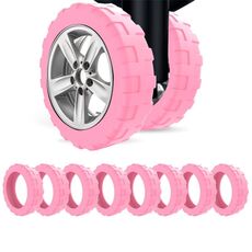 8 pezzi/set copertura protettiva in silicone per ruote per bagagli copertura per sedia girevole per riduzione del suono, dimensioni: ruote piccole da 4-5 cm (rosa di 4 generazione)