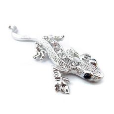 Adesivo per auto 3D in metallo geco con strass in lega di zinco (argento)