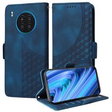Custodia per telefono in pelle con motivo a rombi in rilievo e stelle per Honor 50 Lite (blu)