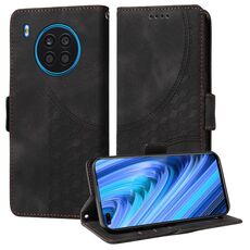Custodia per telefono in pelle stellata con rombo goffrato per Honor 50 Lite (nera)