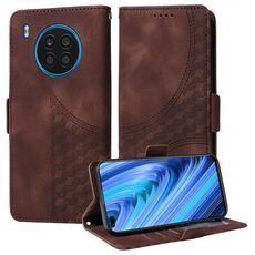 Custodia per telefono in pelle stellata con motivo a rombi in rilievo per Honor 50 Lite (marrone)