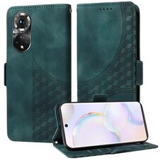 Custodia per telefono in pelle stellata con rombo goffrato per Honor 50 5G (verde)