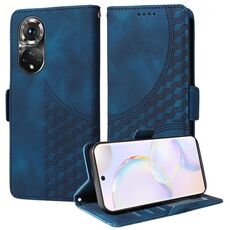 Custodia per telefono in pelle stellata con rombo goffrato per Honor 50 5G (blu)