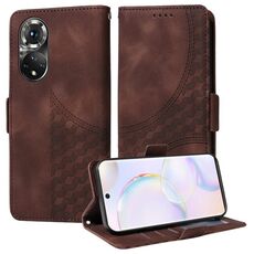 Custodia per telefono in pelle stellata con rombo goffrato per Honor 50 5G (marrone)