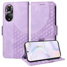 Custodia per telefono in pelle stellata con rombo goffrato per Honor 50 5G (viola)
