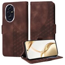 Custodia per telefono in pelle stellata con rombo goffrato per Honor 200 (marrone)
