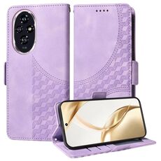 Custodia per telefono in pelle stellata con rombo goffrato per Honor 200 (viola)