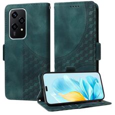 Custodia per telefono in pelle stellata con rombo in rilievo globale per Honor 200 Lite 5G (verde)