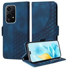 Custodia per telefono in pelle stellata con rombo in rilievo globale per Honor 200 Lite 5G (blu)