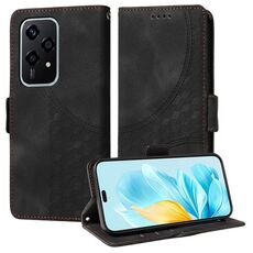 Custodia per telefono in pelle stellata con rombo in rilievo globale per Honor 200 Lite 5G (nera)