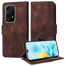 Custodia per telefono in pelle stellata con rombo in rilievo globale per Honor 200 Lite 5G (marrone)